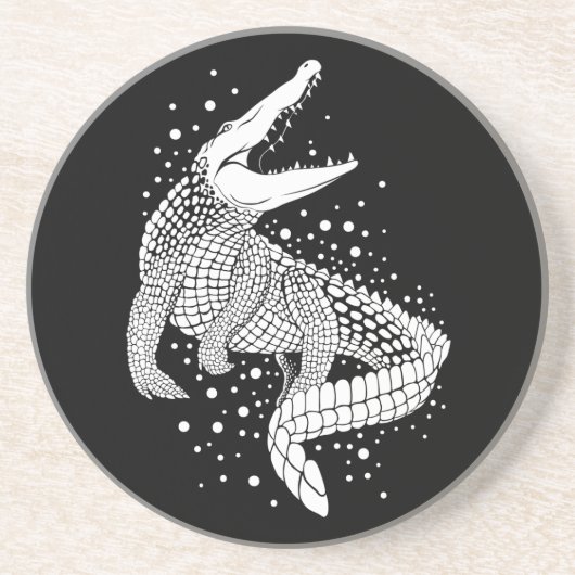 白い動物のシルエット – Crocodile コースター (正面)