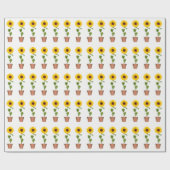 白い包装紙のヒマワリ ラッピングペーパー (フラット)