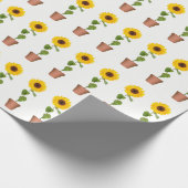 白い包装紙のヒマワリ ラッピングペーパー (角)