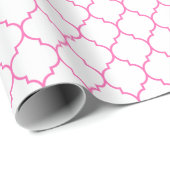 白い包装紙のモロッコのクローバーのピンク ラッピングペーパー (ロールコーナー)