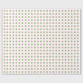 白い包装紙の小さいピンクおよび緑の点 ラッピングペーパー (フラット)