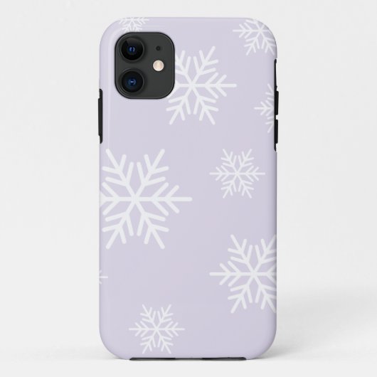 白い北欧の雪の結晶とパステルパープル Case-Mate iPhoneケース (裏面)