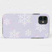 白い北欧の雪の結晶とパステルパープル Case-Mate iPhoneケース (裏面(横))