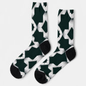 白い十字付き幾何学的パターン ソックス (左)