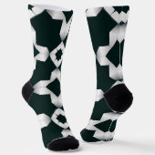 白い十字付き幾何学的パターン ソックス (傾斜あり)