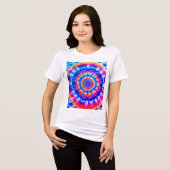 白い半袖Tシャツのタイダイ染めデザイン トライブレンドTシャツ (正面全面)