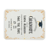 白い卒業写真マグネット招待状 マグネット (横)