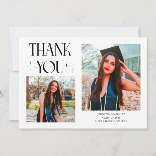 白い卒業生感謝 2-写真 案内状 (正面)