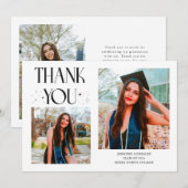 白い卒業生感謝 2-写真 案内状 (正面/裏面)