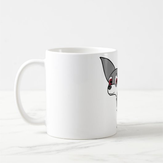 白い印を持つ青いチワワ コーヒーマグカップ (左)