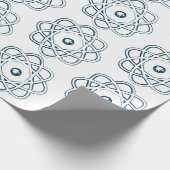 白い原子の記号にプロシアンブルー ラッピングペーパー (角)