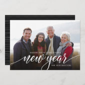 白い原稿の新年の休日の写真カード シーズンカード (正面/裏面)