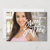白い原稿のSweet sixteenの写真の誕生日の招待 招待状 (正面)