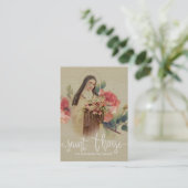 白い原稿は| St.テレーズのバラの神聖なカードの上にありました 名刺 (スタンド正面)