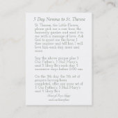 白い原稿は| St.テレーズのバラの神聖なカードの上にありました 名刺 (裏面)