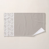 白い及び灰色の花のレース バスタオルセット (ハンドタオル)