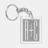 白い及び灰色上品なカップルInitails | キーホルダー (正面左)
