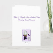 白い及び紫色のアイリス母の日カード カード (裏面)