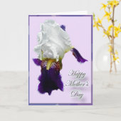 白い及び紫色のアイリス母の日カード カード (黄色い花)