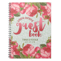 白い及び緑のレースのブライダルシャワーの来客名簿