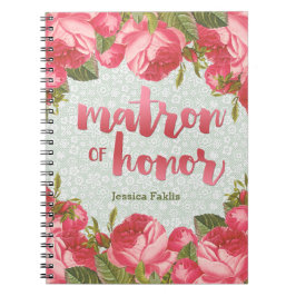 白い及び緑のレースの婦人の名誉の結婚式 ノートブック