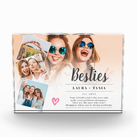 白い友最高のだちスクリプト4枚の写真コラージグリッド フォトブロック (正面)