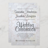 白い反射牡丹の花とハート結婚ズ 招待状 (正面/裏面)