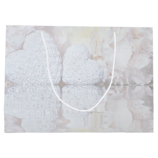 白い反射結婚の感謝抱き枕大 ラージペーパーバッグ (裏面)