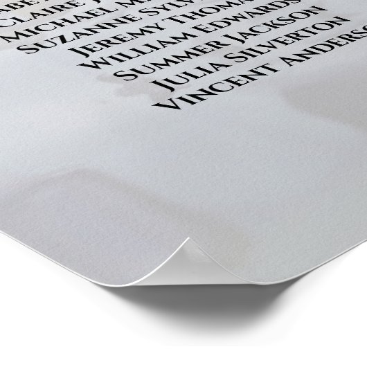 白い反射16表の結婚座席表 ポスター (角)