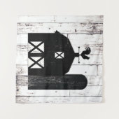 白い古木の黒い納屋 ファームパーティーの背景 タペストリー (正面(横))