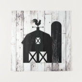 白い古木の黒い納屋 ファームパーティーの背景 タペストリー (正面)