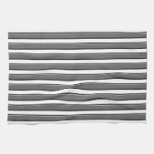 白い台所タオルの灰色および黒のストライプ キッチンタオル (横)