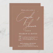 白い台本の書道mochaカップルのシャワー 招待状 (正面/裏面)