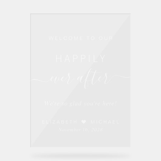 白い台本の歓迎を受けて幸結婚福に アクリルサイン (正面)