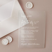 白い台本の結婚披露宴の後ずっと幸せに アクリル招待状