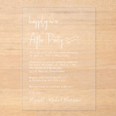 白い台本の結婚披露宴の後ずっと幸せに アクリル招待状 (正面)