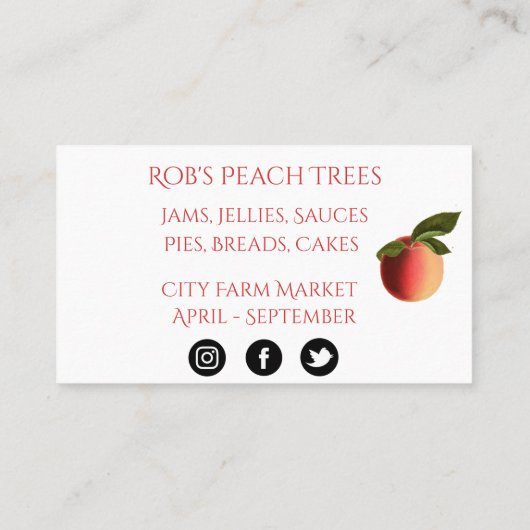 白い名刺に桃の植物が浮かぶ 名刺 (裏面)