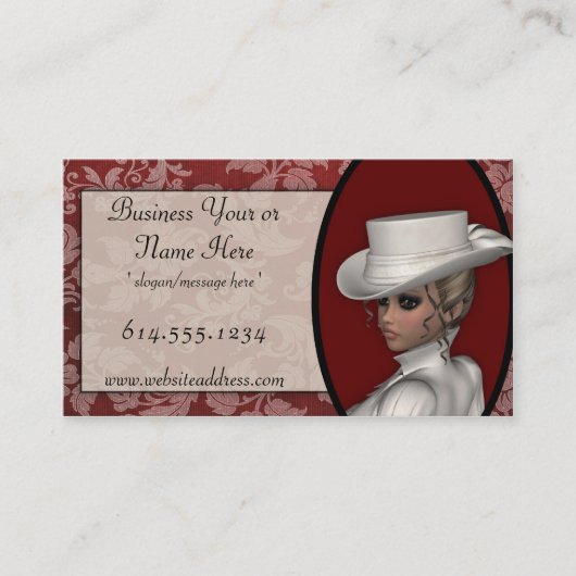 白い名刺のビクトリアンな女性 名刺 (正面)