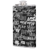 白い名前の黒背景パターン フラスク (左)