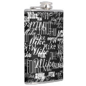 白い名前の黒背景パターン フラスク (右)