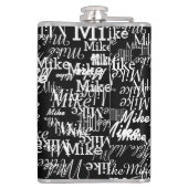 白い名前の黒背景パターン フラスク (裏面)