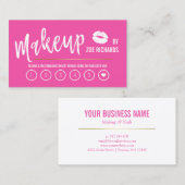 白い唇のショッキングピンクのメーキャップアーティストのロイヤリティカード ロイヤリティカード (正面/裏面)