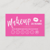 白い唇のショッキングピンクのメーキャップアーティストのロイヤリティカード ロイヤリティカード (正面)