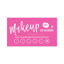 白い唇のショッキングピンクのメーキャップアーティストのロイヤリティカード