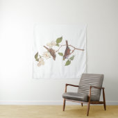 白い喉の付いたスズメのオードボンの花の鳥 タペストリー (インサイチュ)