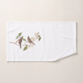 白い喉の付いたスズメのオードボンの花の鳥 ハンドタオル (ハンドタオル)