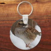 白い喉の付いたスズメ キーホルダー (正面)