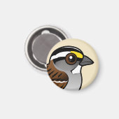 白い喉の付いたスズメ マグネット (正面/裏面)