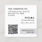 白い四角の割引カード ロイヤリティカード (裏面)