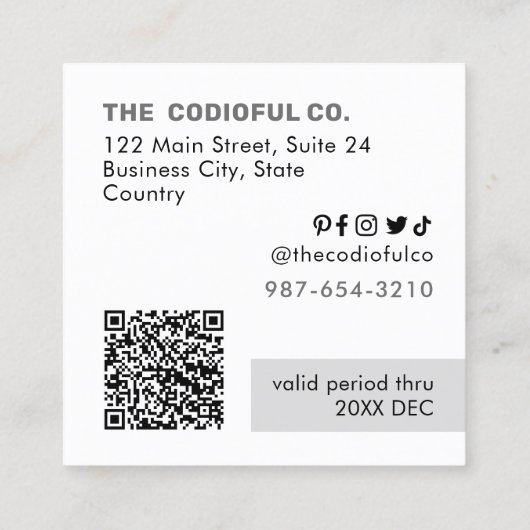 白い四角の割引カード ロイヤリティカード (裏面)